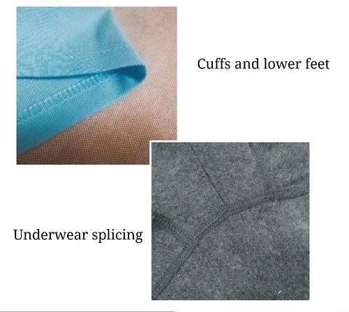 cuffs and lower feet of clothing